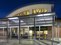 High School Rebuilt after Hurricane Katrina in LA with Quad-Deck school finished exterior