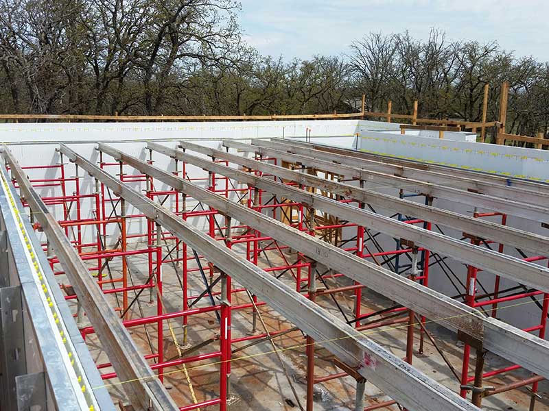 Roof Construction of Quad-Lock & Quad-Deck ICF & Concrete Safe Room for Girl Scouts at Camp Ekowah in Oklahoma - Green Harbor Building Systems GA